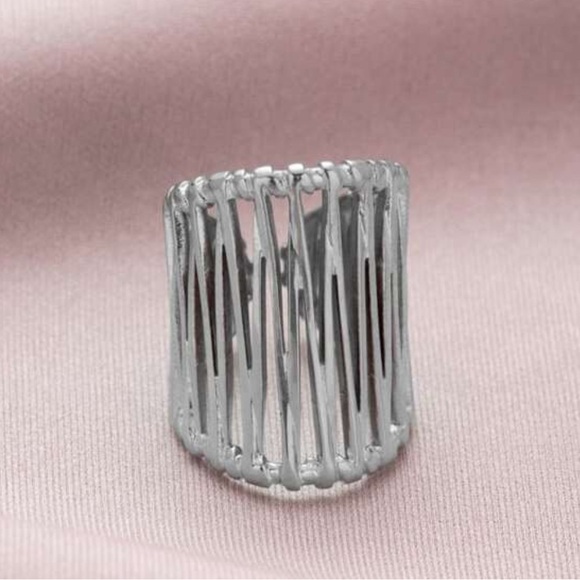 Silver Stainless Steel Wide Band Open Ring - Picture 4 of 9